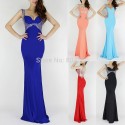  Occident Backless V-Neck Women Fashion Evening party Casual Long Dresses Bodycon Bandage dresses Formal Prom Gown CL6096