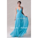  Stock Chiffon Celebrity dresses Deep V Neck Princess Floor-Length Evening Prom Dress With Beading Women party Gown CL6040