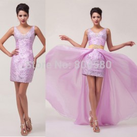  design Short Front Long Back prom Gown Formal Evening Dresses with Detachable dress CL6038