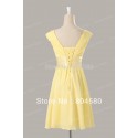  women clothing  spring and autumn Yellow ladies dress Casual Party gown short Evening Prom dresses CL6048