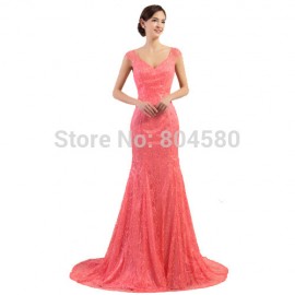 New Style Cap Sleeve Special Occasion Lace Prom dresses Mermaid Long Evening Party Gown Women Backless Engagement dress CL7510 