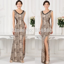 New V Neck Backless Sleeveless High Split Long Prom Dress Floor Length Evening dresses Women Engagement Banquet Party Gown D7543