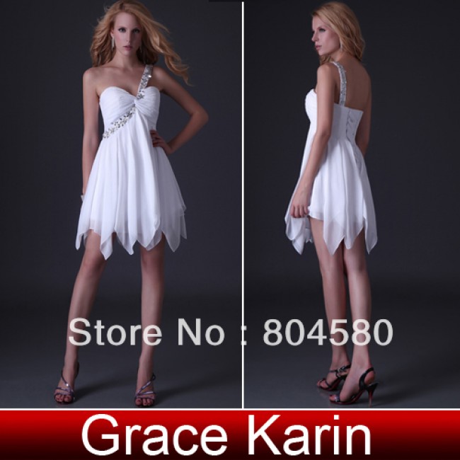 On Sale  One Shoulder Formal Prom Gown Knee Length Short Party Dress Women Cocktail dresses CL3185