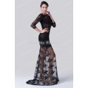 Popular Design Floor Length Mermaid Lace Appliques See Through 2 piece Bandage dress Women Sexy Party Evening dresses CL6227