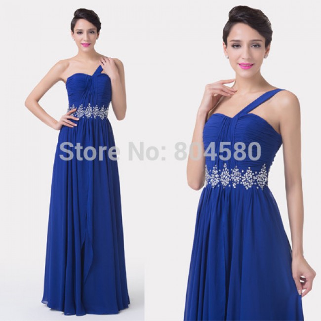 Princess Hot Sale A Line Beaded Party dresses   One Shoulder Evening Prom Gown dress for Formal Occasion Winter CL6185
