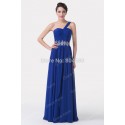 Real Imagine Grace Karin One Shoulder Chiffon Beaded Evening dress  Long Blue prom Dresses Party Formal Gowns CL6185