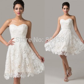 ReatilGrace Karin Strapless Knee Length Women Lace Evening Dress Short banquet Prom Dresses Sexy Ball Party Gown CL6126