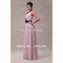 Retail/Wholesale  Fascinating Flower Waist One Shoulder Evening party Gown Floor Length Chiffon Prom dresses CL6016