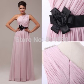 Retail/Wholesale  Fascinating Flower Waist One Shoulder Evening party Gown Floor Length Chiffon Prom dresses CL6016