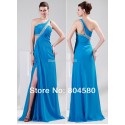 Retail/Wholesale Stock One shoulder Full Length Chiffon Women Party Gown Formal Long Prom dresses CL4947