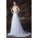 Sexy Double V Neck Pleated Embroidery Floor Length Chiffon Evening Dress White Long Prom Gown Formal Party dresses Women CL6252