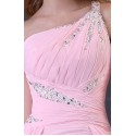 Sexy Stock One Shoulder Women Chiffon Pink Long prom Dresses Formal Celebrity dresses Sexy Evening Gown CL3828