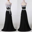 Sexy Strapless High Split Chiffon Prom Dress Party Evening Gown Black Long Celebrity dresses 2015 Formal Engagement Gowns CL7519