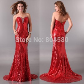 Stock Floor-length Formal Gowns Gold /Silver /Red sequins Bandage Party dress Prom Long Evening Prom Dresses CL2531 (AL12)