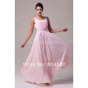 Stock U Neck Chiffon Floor Length Pink Celebrity Dresses Homecoming Party Gown Women Long Evening Dress CL6007