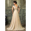 Summer Design V Neck A line Cheap China Apricot Prom dresses Short Sleeve Homecoming Formal Evening Gowns Dress Party CL7576