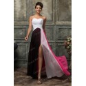 Summer Style Sexy Strapless White Pink Patchwork Chiffon Evening Gowns Dress Long Corset Celebrity Prom dresses Party 2015 D7567