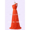Top Quality Stock One shoulder Chiffon Prom Party Gown Flower Evening Dress Long CL6020