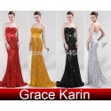 Top QualityStock Strapless Floor Length Long Bandage Dress Women Mermaid Evening Dresses Formal Prom Party Gown Sequins CL4409