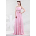 Unique Strapless Ruched Bust Slim Long Evening Dress   Sleeveless Pink Chiffon Beach party dress CL4423