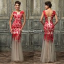 Western Style High Neck Black Red Mermaid Prom Dress Plus Size Lace Applique Evening Gown Long Party Celebrity dresses 2015 7588
