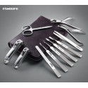 FAMILIFE 11PCS Stainless Steel Manicure Set with Box Nail Care Tools with Mini Finger Nail Cutter Clipper Universal Home Office