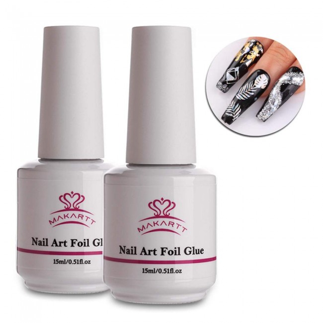 Makartt Nail Art Foil Glue Gel for Foil Stickers Nail Transfer Tips Manicure Art DIY 15ML  UV LED Lamp Required Soak Off