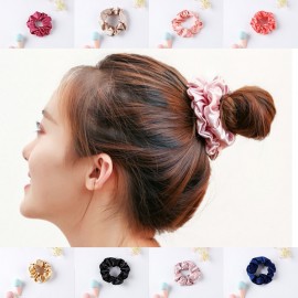 100%silk Hair Scrunchie Hair Accessories Soft Ponytail Holder Solid Pink Colors