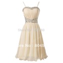   Stock Spaghetti straps Formal Gowns Cocktail Party Dresses Short Prom Ball Chiffon dress CL6017