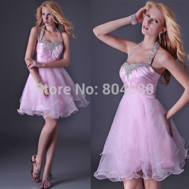  Hot Sale Sexy Knee Length Pink Homecoming Ball Gown Formal Party dresses Short Cocktail dress Women Special Occasion CL3521