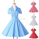   Fashion Short Sleeve 50s 60s Swing plus size Rockability Retro dresses Women Vintage Polka Dots Prom Gown dress CL6089