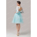   Organza Open Back Ball Gown Formal Party Dresses Short Embroidery Women Cocktail dress Long Sleeve Prom Gown CL6128