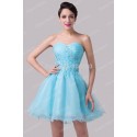   Sexy Beaded Ball Gown Blue Pattern Formal prom Gowns Short Cocktail Dresses Girl Birthday Dinner Party dress CL6182