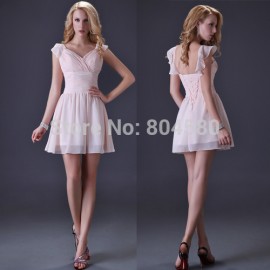   Stock Grace Karin Sexy V-neck A Line Short Prom Gown Special Occasion Cap Sleeve Cocktail Party dresses CL3471