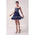   Stock Strapless Chiffon Women Homecoming Prom Dresses Short Cocktail Party Gown Sexy Blue Ball dress CL6049
