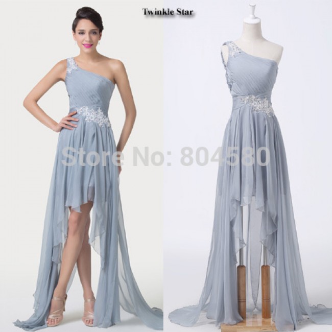  One Shoulder Chiffon Special Occasion Prom dresses Women Summer Beach Cocktail Party Gown Dress High-Low Design CL6242