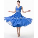  Sexy Fashion Deep V Neck Mid-Calf Chiffon Prom Party Dress Short Cocktail dresses Summer Winter Homecoming Gown CL6269