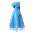 2015 New Mid Calf Bridesmaid Dress for Children Wedding Blue Spaghetti Strap Girl's pageant communion dresses CL6071