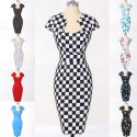 9 Styles Women Clothing Cap Sleeve Casual Floral Print Vintage dress Pattern Polka Dots 50s Bandage Dresses Plus Size Gown 7597
