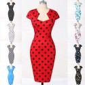 9 Styles Women Clothing Cap Sleeve Casual Floral Print Vintage dress Pattern Polka Dots 50s Bandage Dresses Plus Size Gown 7597