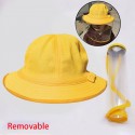 Bucket Hats Detachable Children Anti-Splash Protection Hat Cap Dust-proof Face Cover Girl Boy Yellow