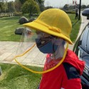 Bucket Hats Detachable Children Anti-Splash Protection Hat Cap Dust-proof Face Cover Girl Boy Yellow