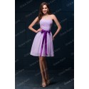Cheap Custom Made 2015 China Chiffon Cocktail Dress Sashes Women Formal Prom dresses Knee Length Short Party Gown Purple CL8911