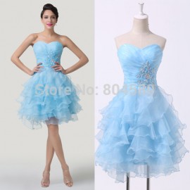 Classic Grace Karin Stock Strapless Blue Short Graduation dress Cocktail Party Gown Knee Length Sequin Prom dresses CL6283