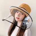 Cotton + PVC Fisherman Cap Hat With Face Protection Cover Dust Wind Proof Anti-Saliva Protective Mask Wide Vision Transparent