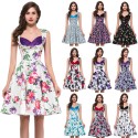 Country Desigual 50s Women Summer Dress Sleeveless Vintage Dresses Knee Length Casual Flower Print Pattern Gown Plus Size 8901