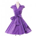 Elegant Turn Down Collar Short Sleeve Vintage dresses Plus Size Women Rockabilly Swing Dress 1950s Vestido Casual Style 6087