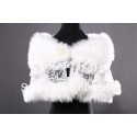 Fashion Design Ivory Faux fur + Lace bridal wedding evening shoulder capes wraps bolero shawls Women CL4937