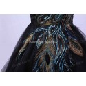 Fashion Peacock Applique Prom Gown Black Cocktail Party Dress Short Girl's Winter Homecoming dresses Graduation CL4975
