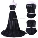 Fashion 8th Grade High-Low Cocktail Party Gown Black homecoming dresses Short Formal Prom dress For Special Occasion CL4408